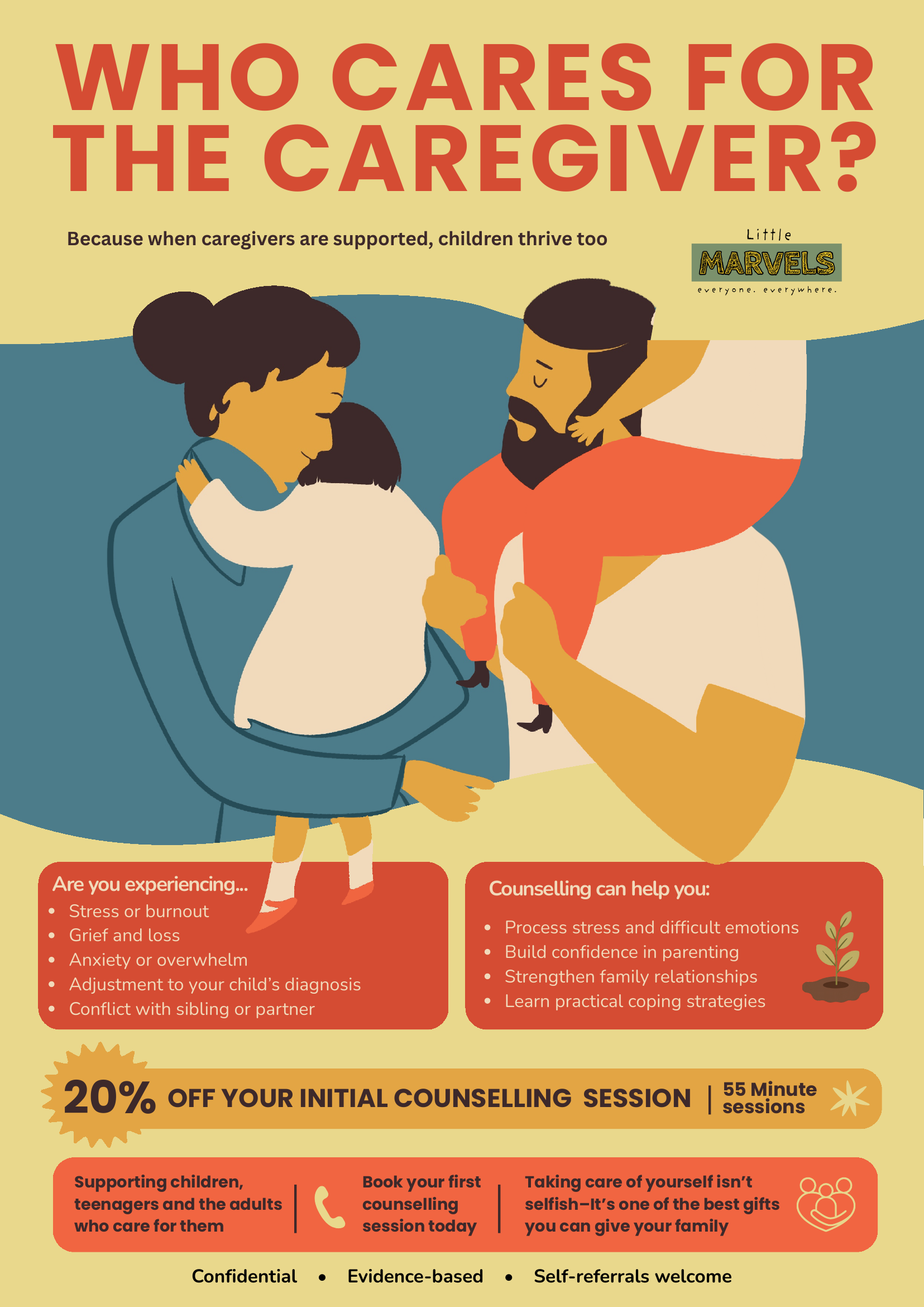 Who Cares for the Caregiver? — 20% off your initial counselling session at Little Marvels