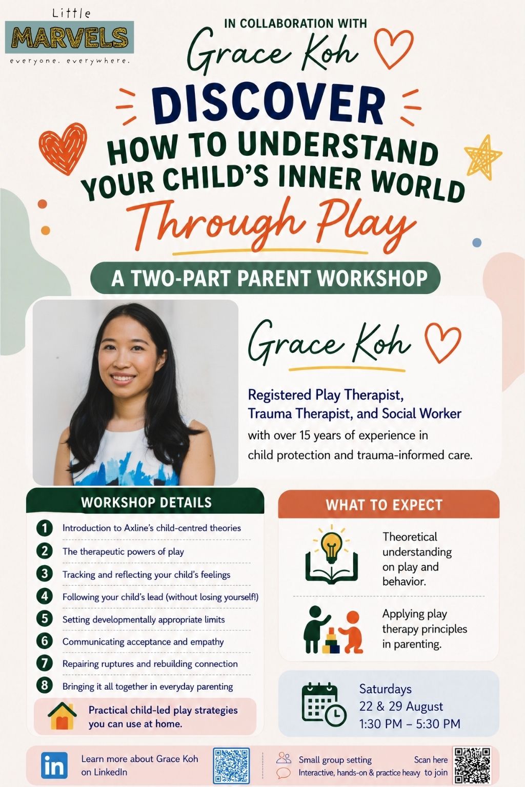 Understand your child's inner world through play — a two-part parent workshop on 22 & 29 August