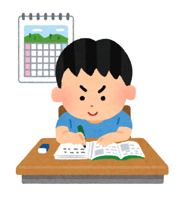 Illustration of a boy studying at his desk