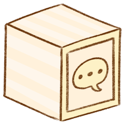 Illustration of a wooden block with a speech bubble, representing trauma healing