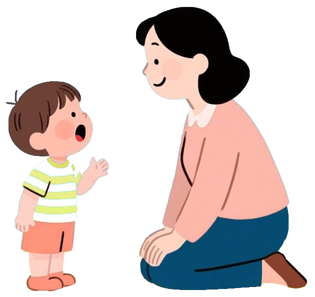 Illustration of a parent talking with her child