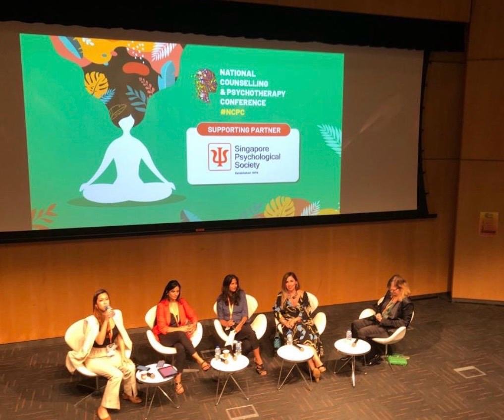 Jewel moderating a panel of psychologists and counsellors at the National Counselling and Psychotherapy Conference 2024